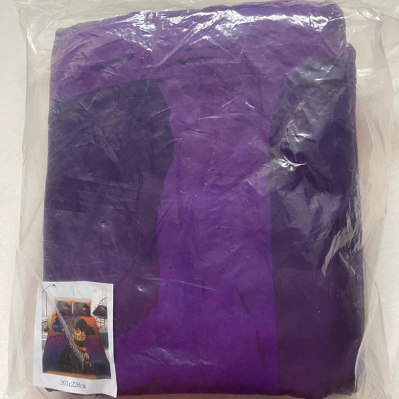 Purple African Print Duvet set cover set. 3pcs for full size bed. - Picture 3 of 3